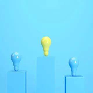 light bulbs on a podium