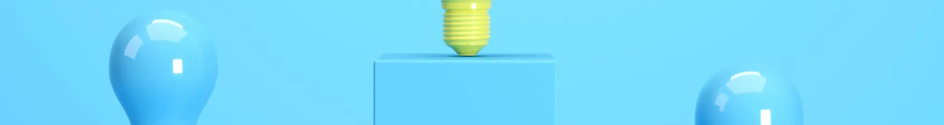 yellow bulbs on a podium blue background resized