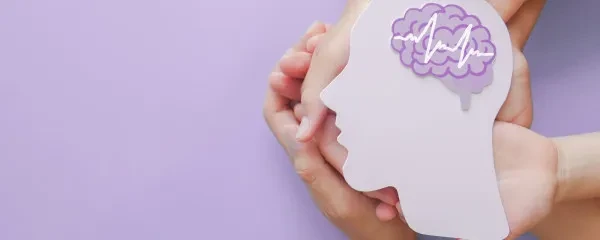 epilepsy head purple background