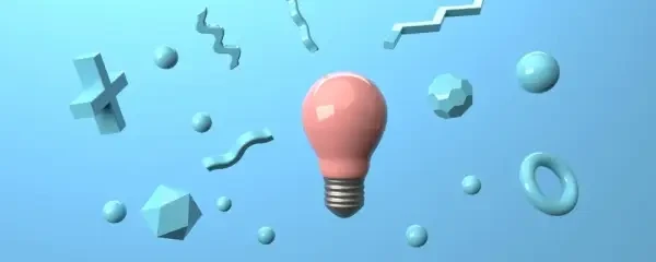 Light bulb with floating symbols
