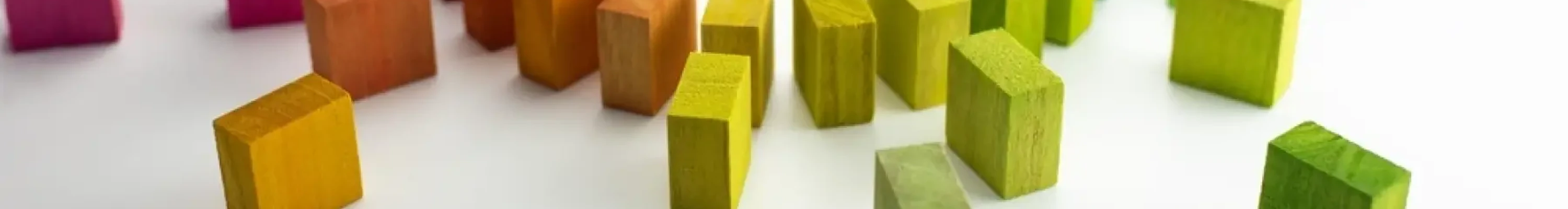 Coloured wooden blocks to represent data feeds