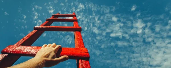 ladder climbing blue sky