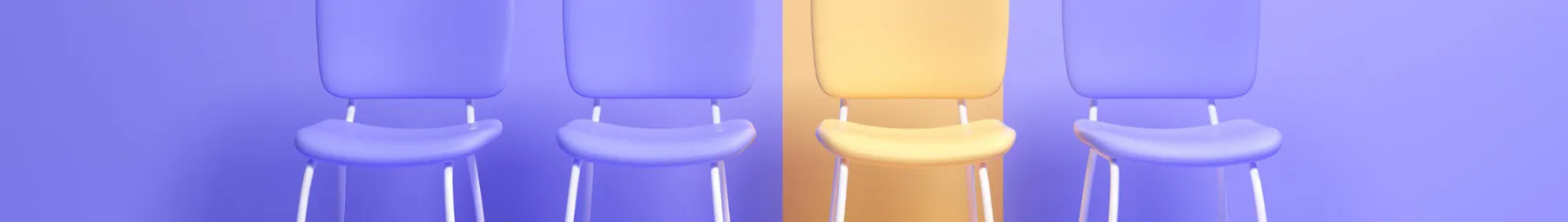 Row of chairs with one being highlighted