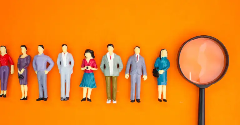 Magnifying Glass On People Orange Background W