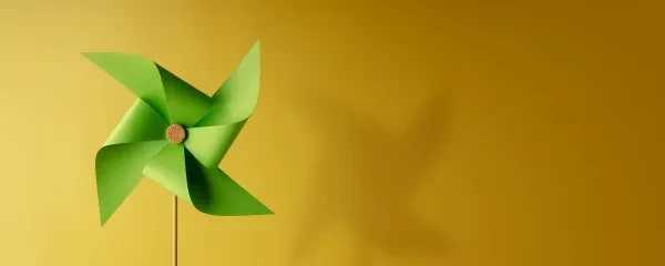 green paper windmill