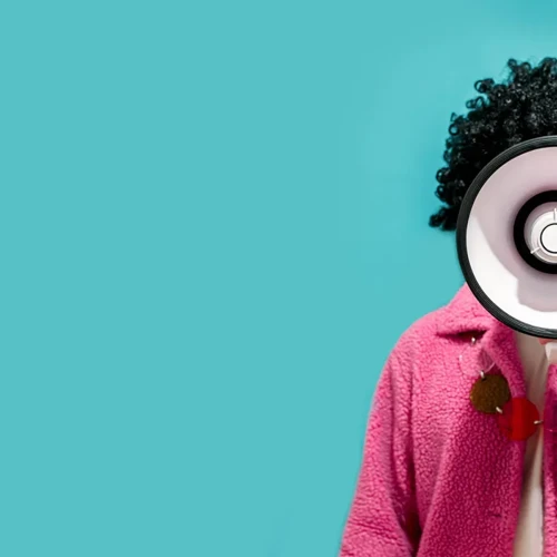Woman and megaphone