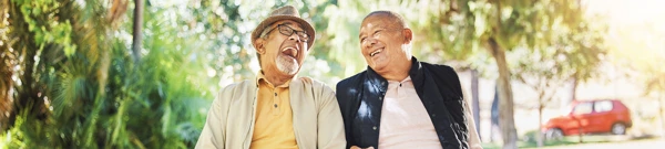 Older Men On Bench Website Banner