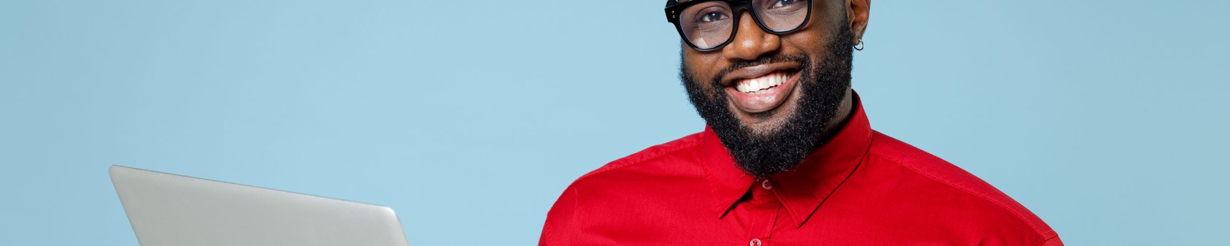 Man With Laptop Smiling Careers Banner