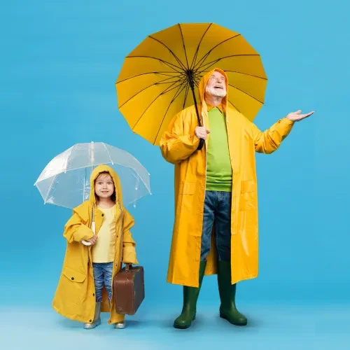 People under umbrellas