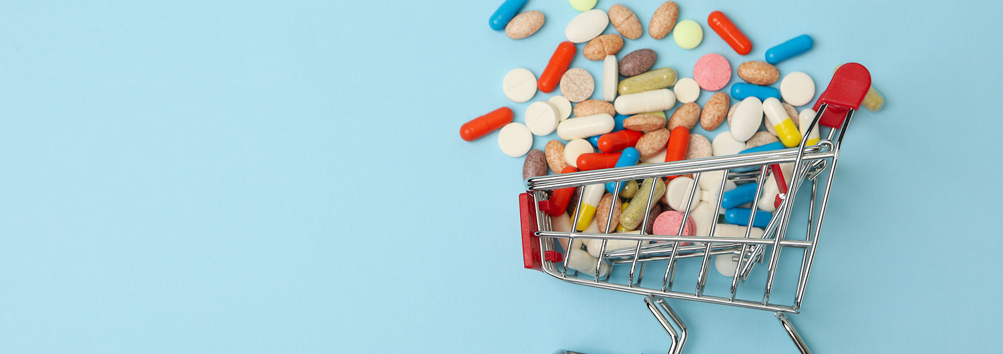 Shopping Trolley With Pills Banner Website