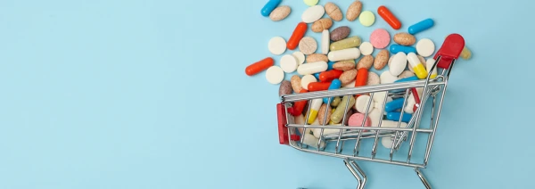 Shopping Trolley With Pills Banner Website