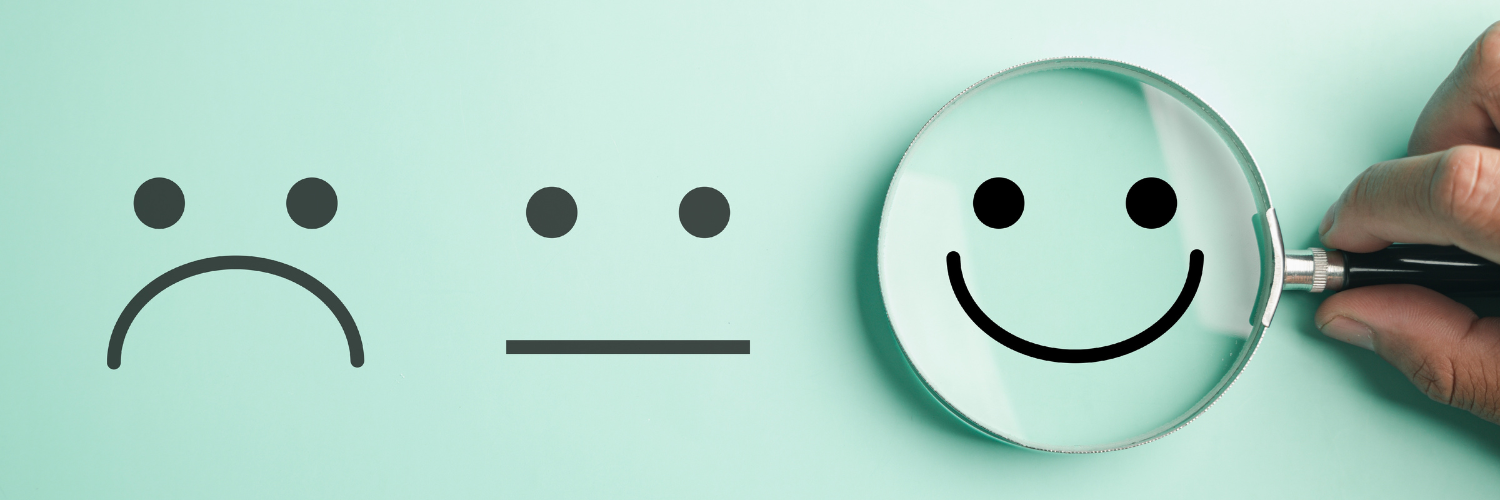 Happy Face Magnifying Glass Banner