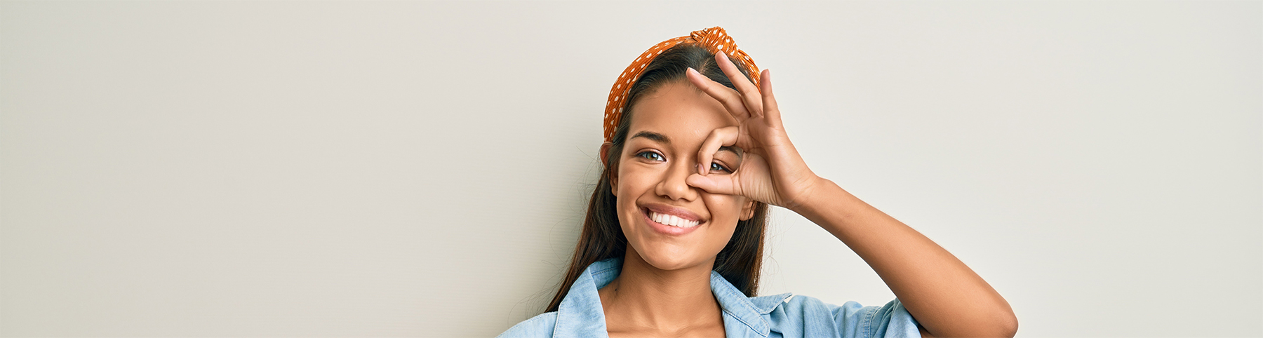 Pregnant Woman Telescope Hand On Eye