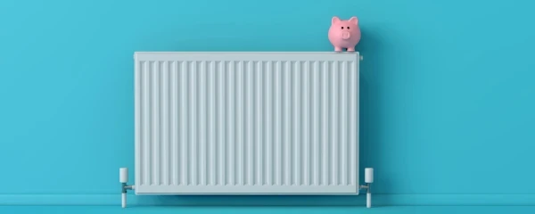 Pink pig sitting on top of radiator