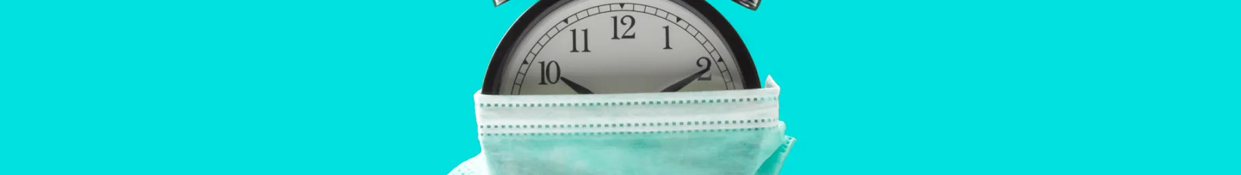 Clock with face mask around it