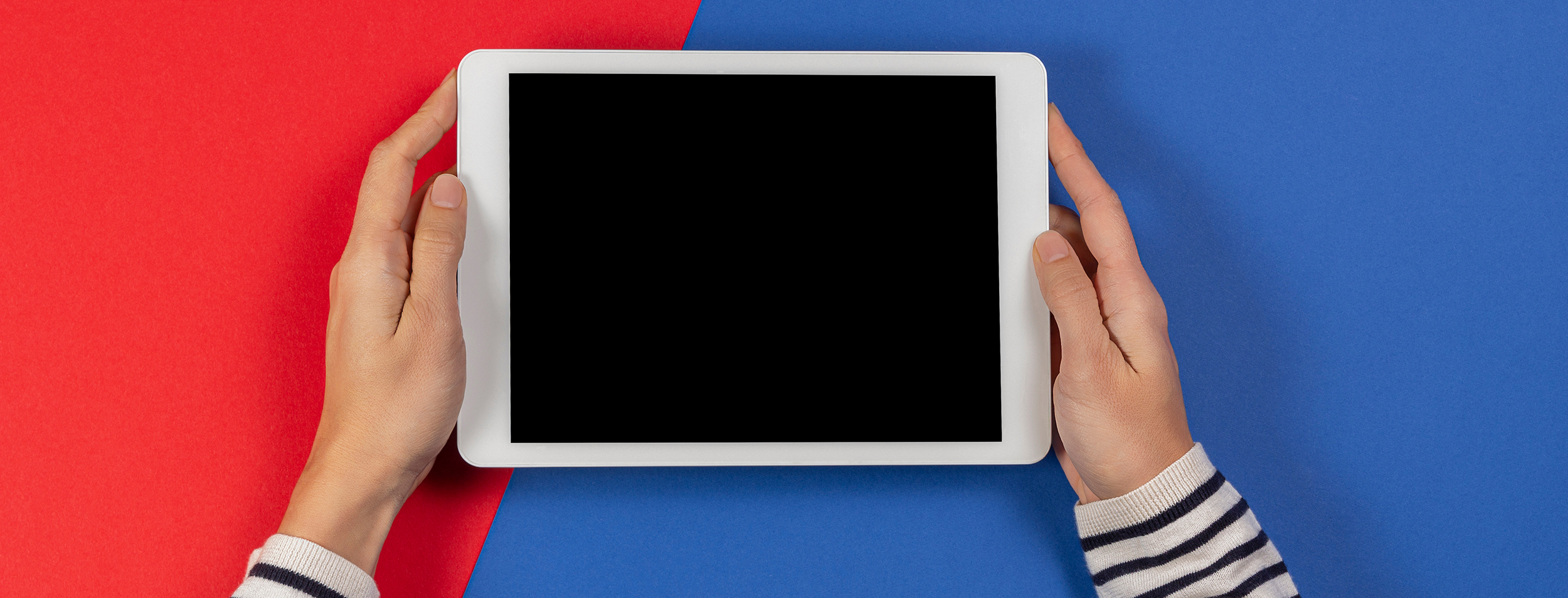 Woman With Hands On Tablet Website Banner